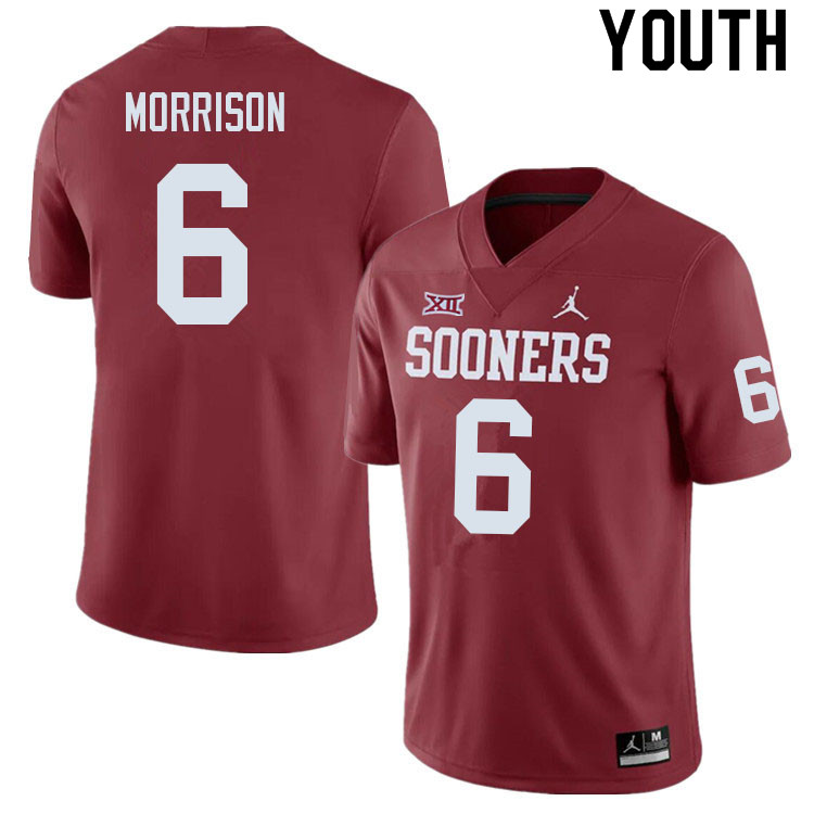 Youth #6 Trey Morrison Oklahoma Sooners College Football Jerseys Sale-Crimson